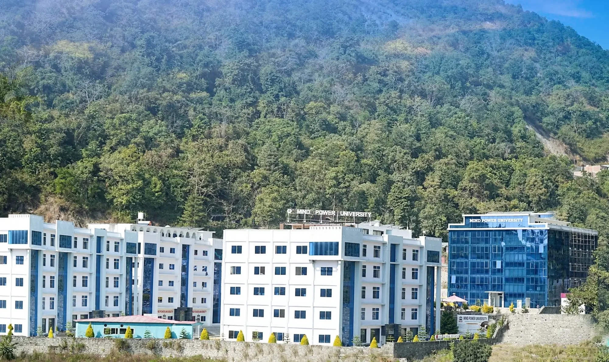 The Mind Power University campus at Bhimtal, below the Kumaon hills